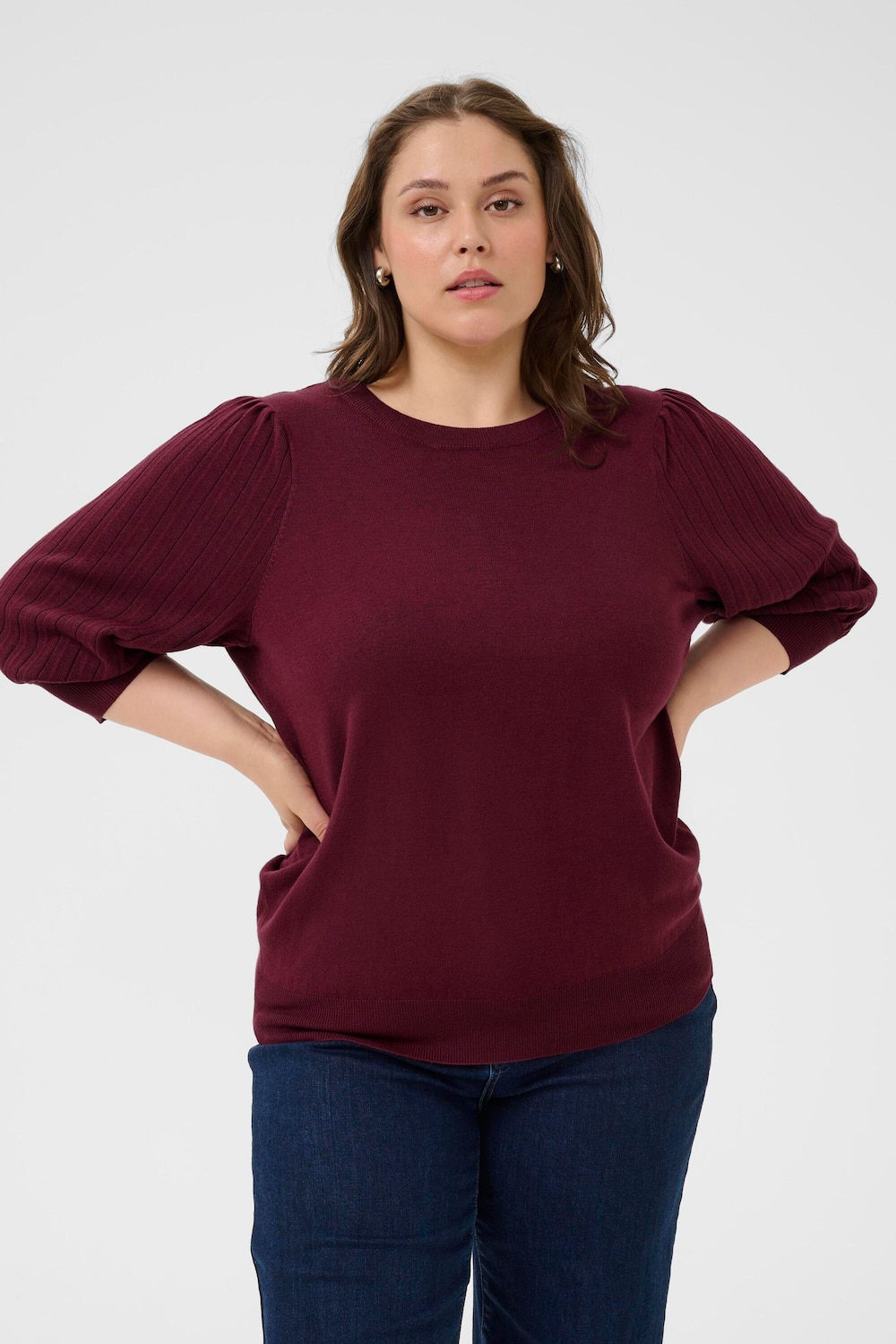 Große Größen Strickpullover Regular fit, Damen, rot, Größe: 3XL, Viskose/Nylon, Happy Size DE Women von KAFFE Curve