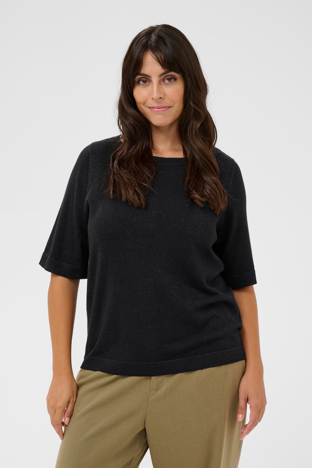 Große Größen Strickpullover Regular fit, Damen, schwarz, Größe: L, Viskose/Nylon/Polyester, Happy Size DE Women von KAFFE Curve