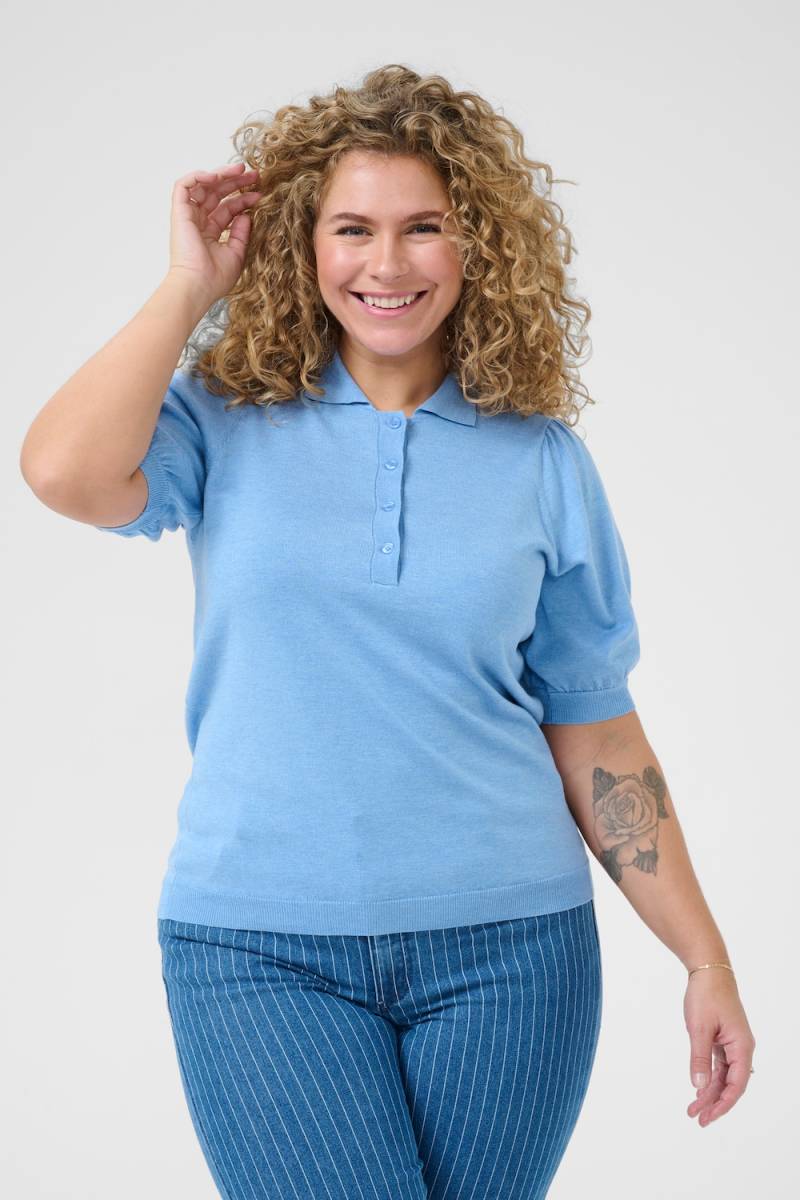 Große Größen Strickpullover Regular fit, Damen, türkis, Größe: 3XL, Viskose/Nylon, Happy Size DE Women von KAFFE Curve