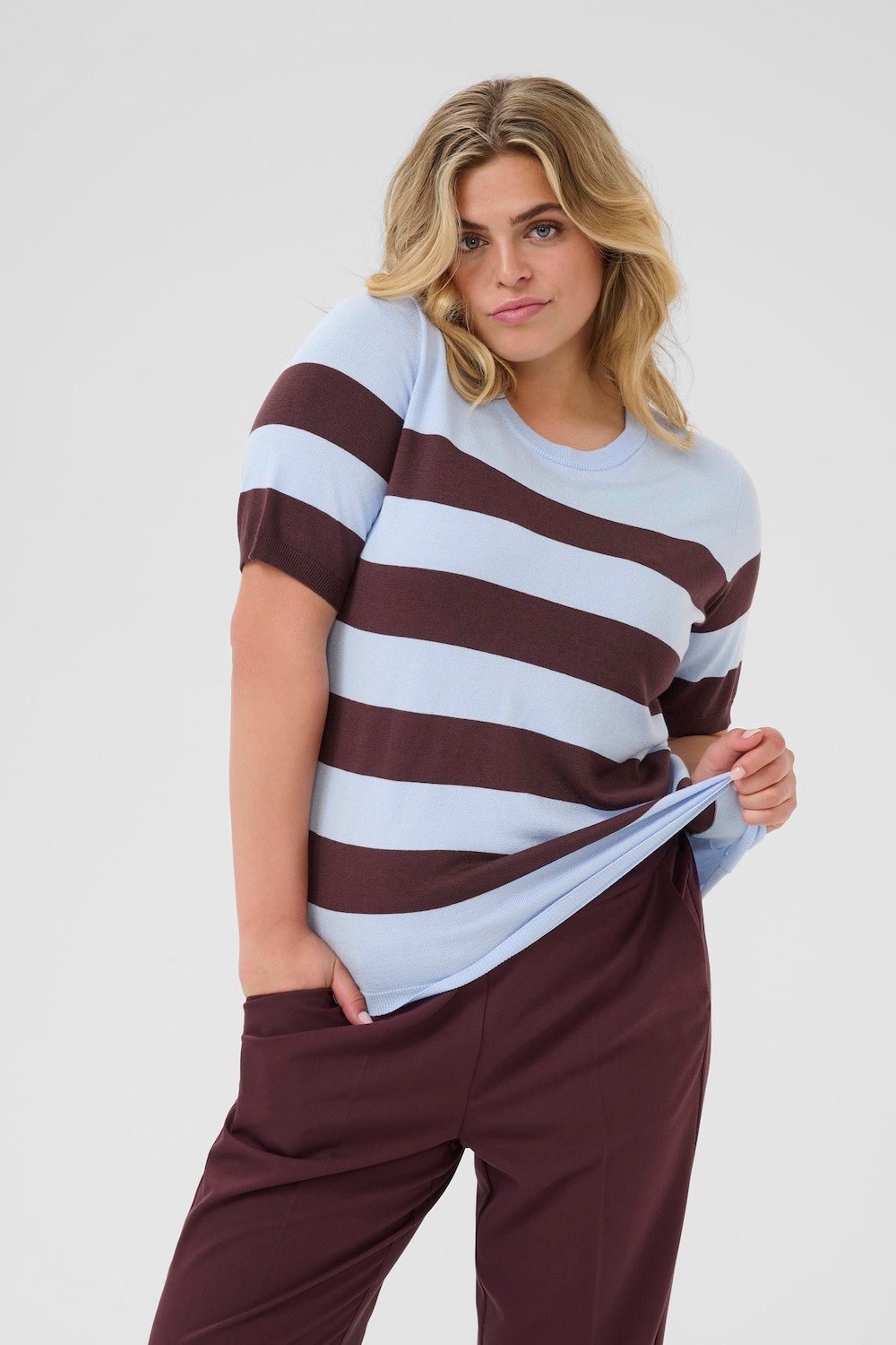 Große Größen Strickpullover Regular fit, Damen, türkis, Größe: L, Viskose/Nylon, Happy Size DE Women von KAFFE Curve