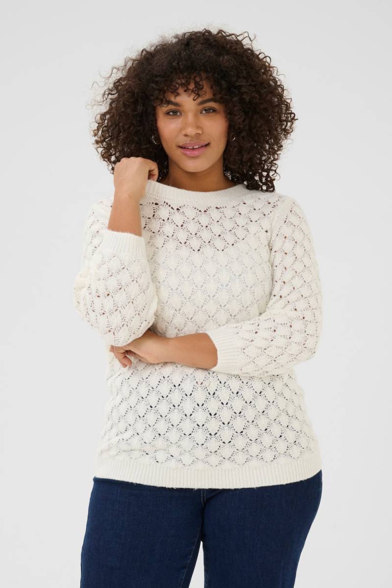 Große Größen Strickpullover Regular fit, Damen, weiß, Größe: 3XL, Baumwolle/Synthetische Fasern, Happy Size DE Women von KAFFE Curve