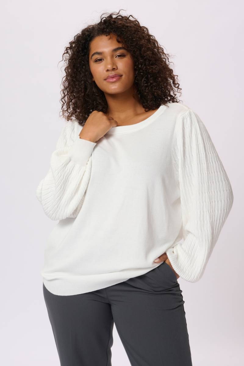 Große Größen Strickpullover Regular fit, Damen, weiß, Größe: L, Viskose/Nylon, Happy Size DE Women von KAFFE Curve
