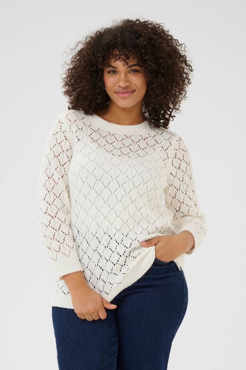 Große Größen Strickpullover Regular fit, Damen, weiß, Größe: XXL, Baumwolle/Synthetische Fasern, Happy Size DE Women von KAFFE Curve