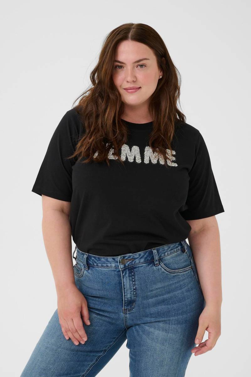 Große Größen T-shirt Loose fit, Damen, schwarz, Größe: 3XL, Baumwolle, Happy Size DE Women von KAFFE Curve