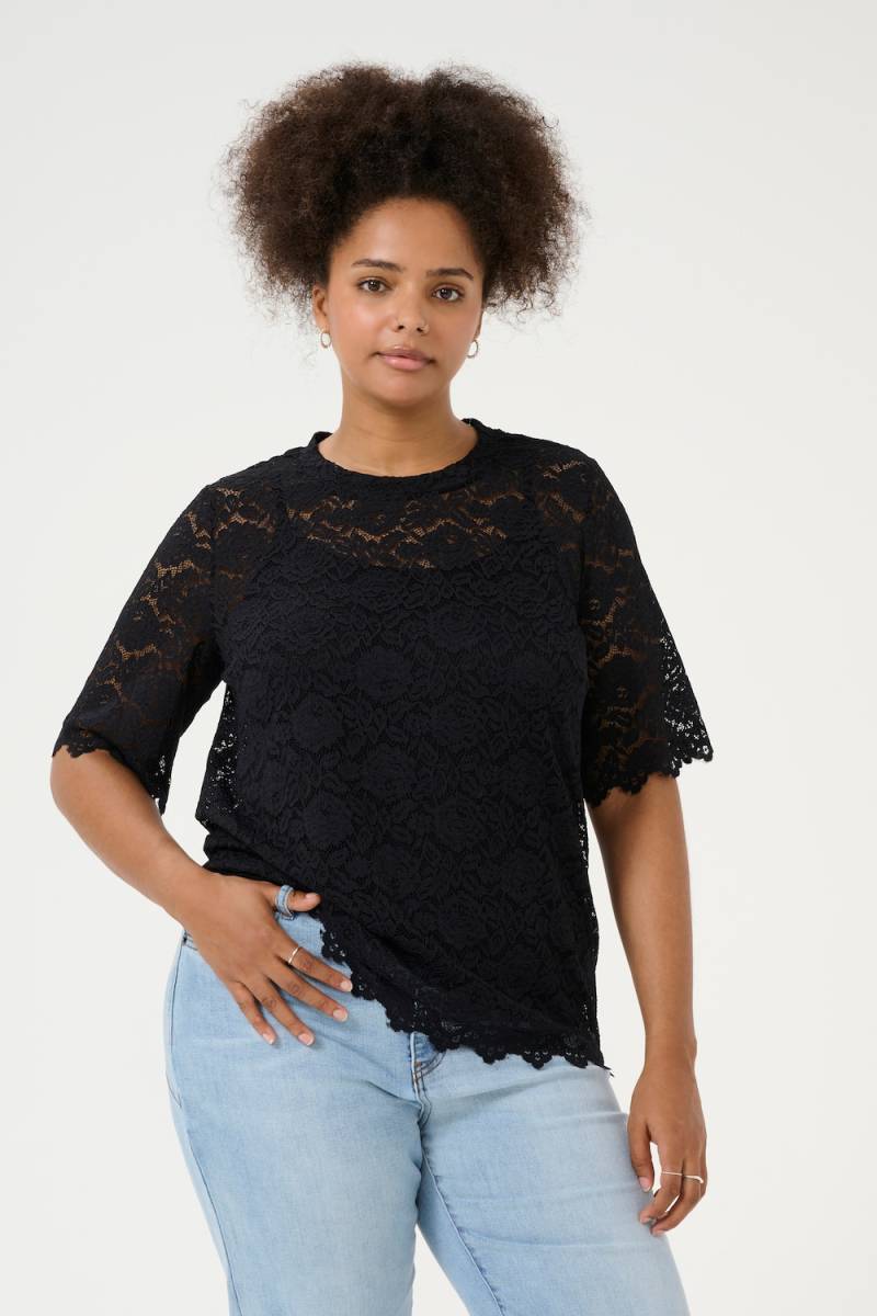 Große Größen T-shirt Loose fit, Damen, schwarz, Größe: XL, Synthetische Fasern, Happy Size DE Women Große Größen T-shirt Loose fit, Damen, schwarz, Größe: XL, Synthetische Fasern, Happy Size DE Women von KAFFE Curve