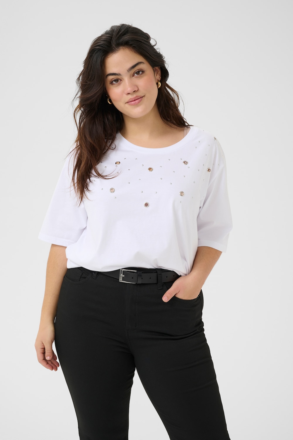 Große Größen T-shirt Loose fit, Damen, weiß, Größe: 3XL, Baumwolle, Happy Size DE Women von KAFFE Curve