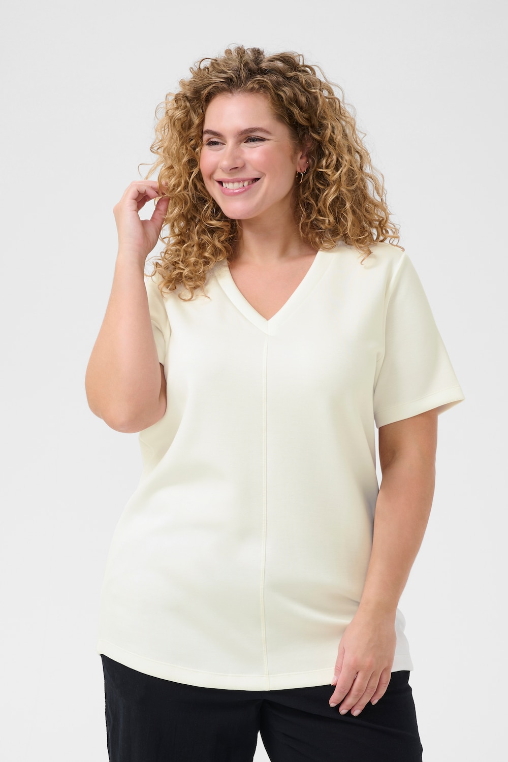 Große Größen T-shirt Loose fit, Damen, weiß, Größe: 3XL, Polyester/Viskose, Happy Size DE Women von KAFFE Curve