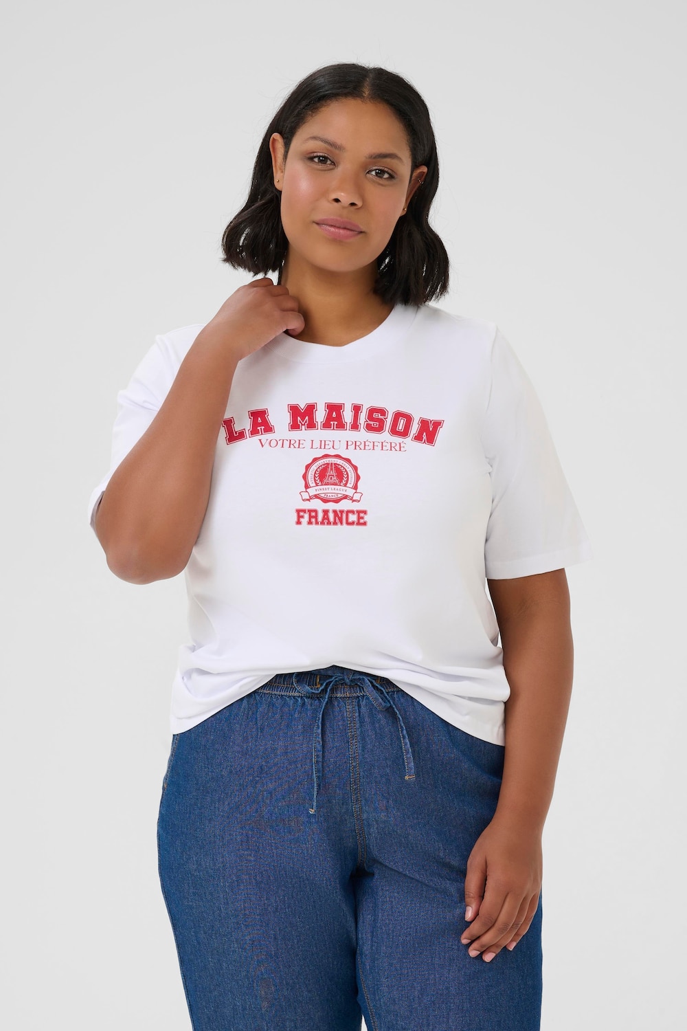 Große Größen T-shirt Loose fit, Damen, weiß, Größe: XL, Baumwolle, Happy Size DE Women von KAFFE Curve