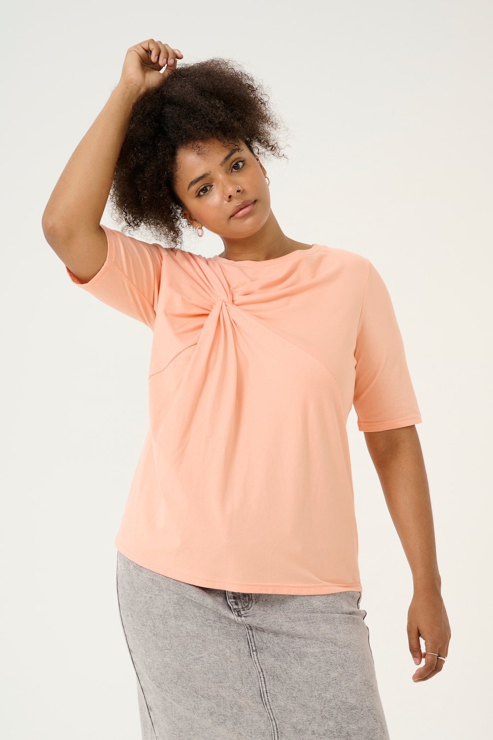 Große Größen T-shirt Regular fit, Damen, orange, Größe: XXL, Baumwolle, Happy Size DE Women von KAFFE Curve