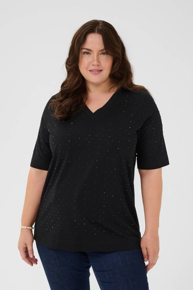 Große Größen T-shirt Regular fit, Damen, schwarz, Größe: XL, Baumwolle, Happy Size DE Women von KAFFE Curve