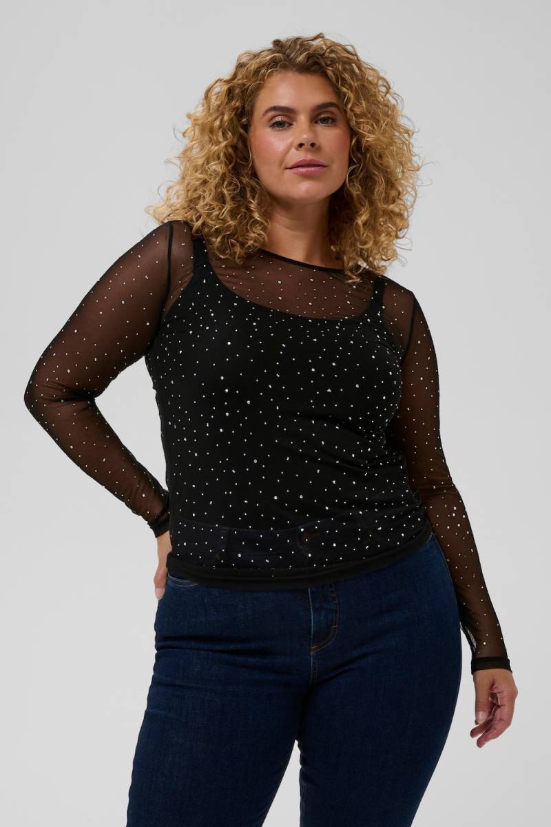 Große Größen T-shirt Tight fit, Damen, schwarz, Größe: 3XL, Polyester, Happy Size DE Women von KAFFE Curve