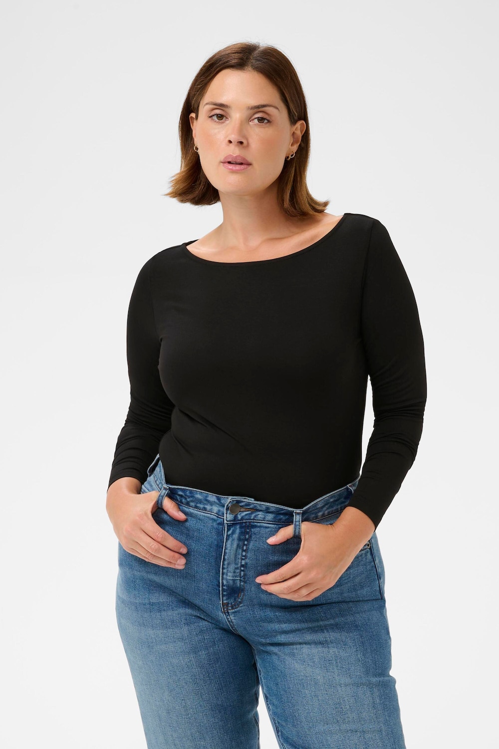 Große Größen T-shirt Tight fit, Damen, schwarz, Größe: XXL, Viskose, Happy Size DE Women von KAFFE Curve