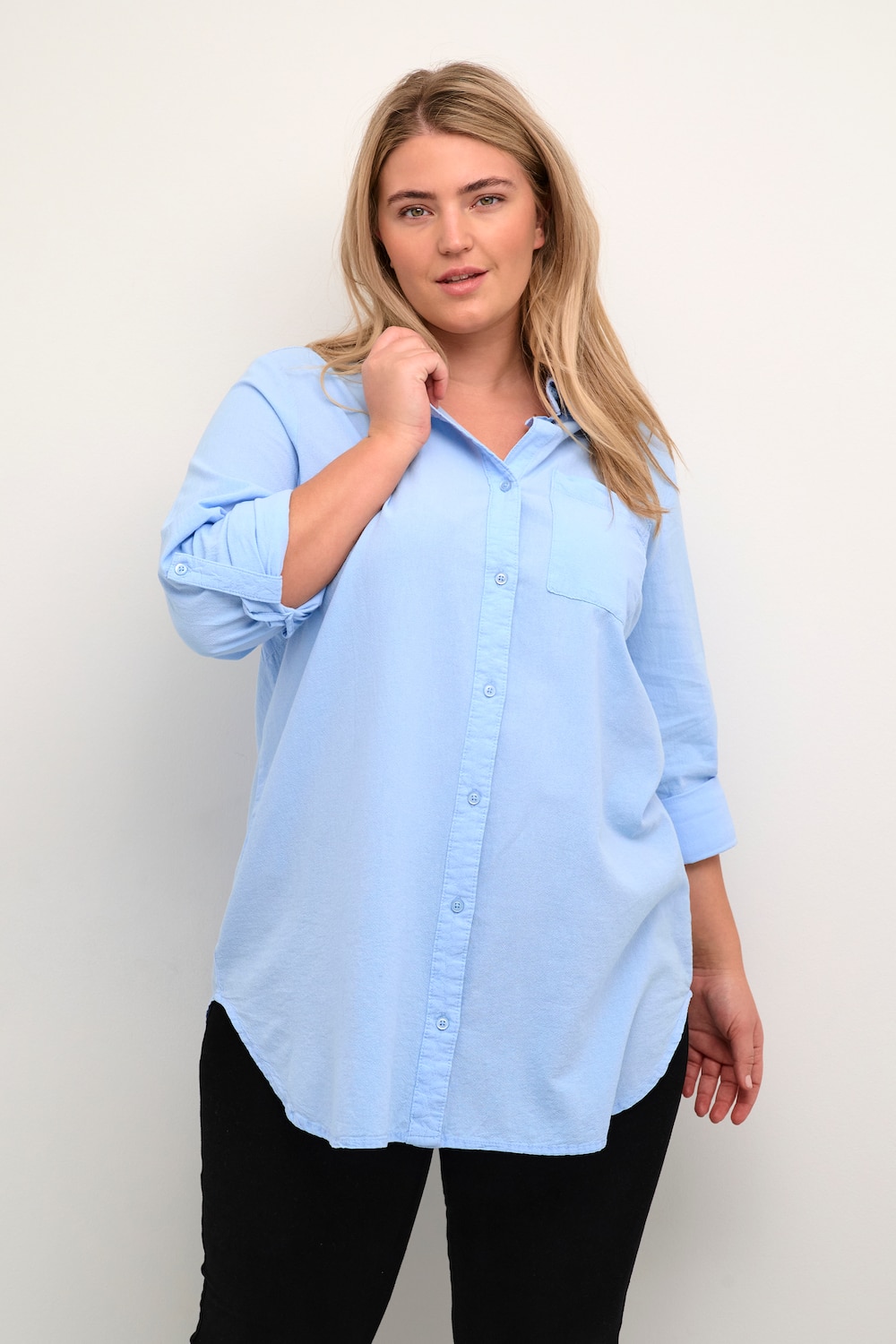 Große Größen Tunika Loose fit, Damen, blau, Größe: 48, Baumwolle, Happy Size DE Women von KAFFE Curve