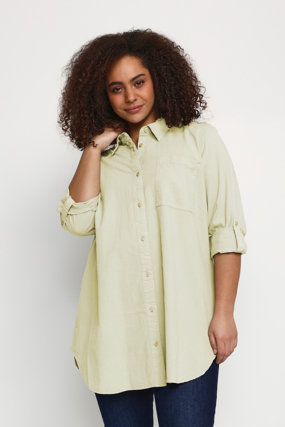 Große Größen Tunika Loose fit, Damen, grün, Größe: 54, Baumwolle, Happy Size DE Women Große Größen Tunika Loose fit, Damen, grün, Größe: 54, Baumwolle, Happy Size DE Women von KAFFE Curve
