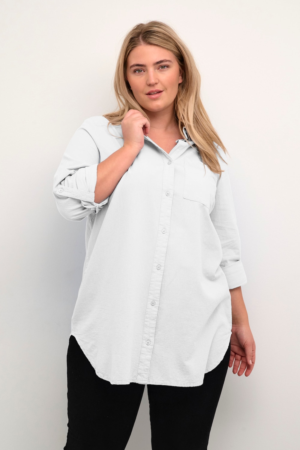 Große Größen Tunika Loose fit, Damen, weiß, Größe: 48, Baumwolle, Happy Size DE Women von KAFFE Curve