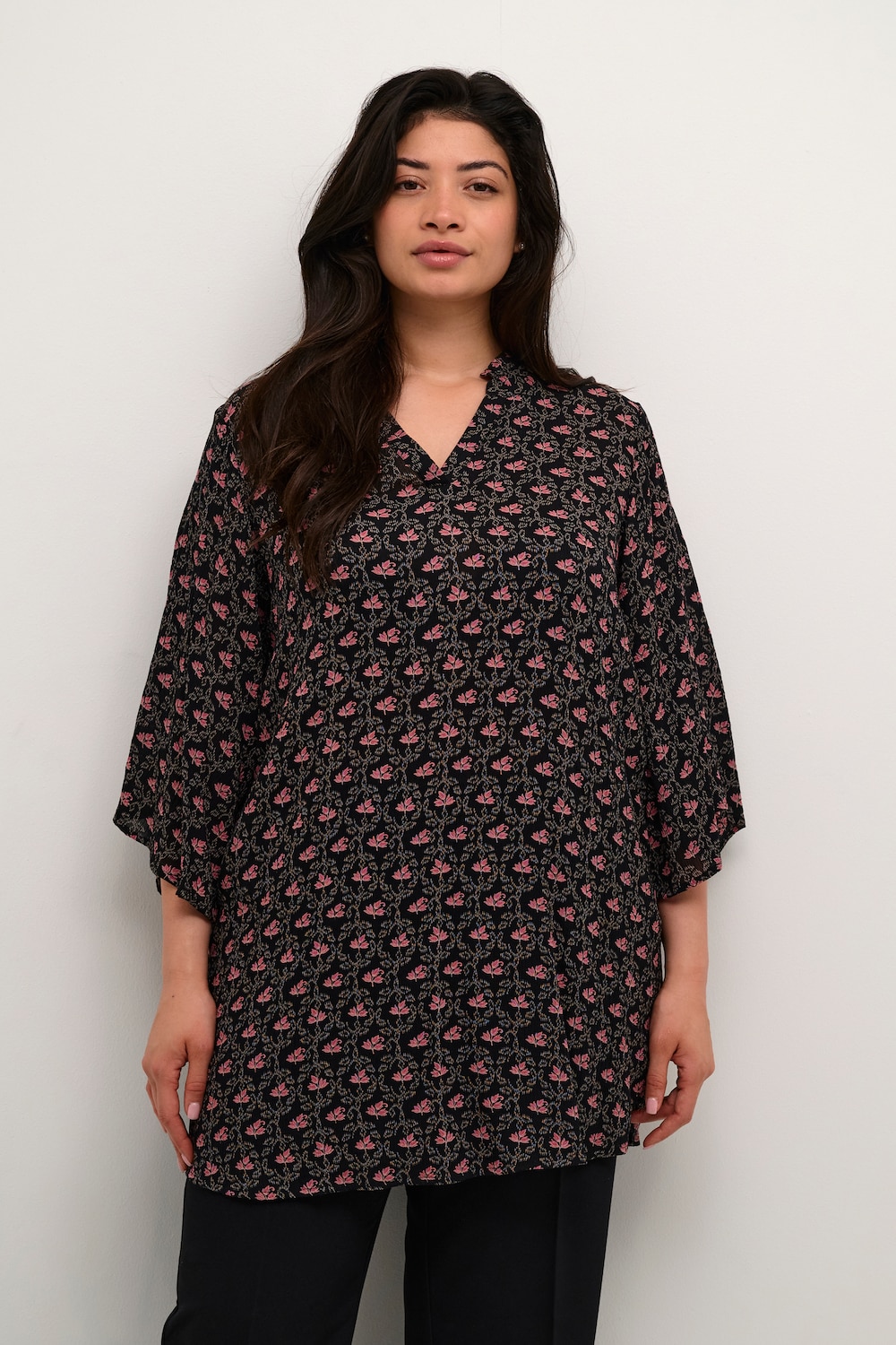 Große Größen Tunika Regular fit, Damen, braun, Größe: 44, Viskose, Happy Size DE Women von KAFFE Curve