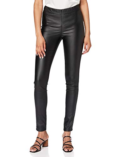 KAFFE Ada Coated Jeggings Damen Coated Leggings Slim Fit High Waist Kunstleder Hose Leder Look Black deep 40 von KAFFE