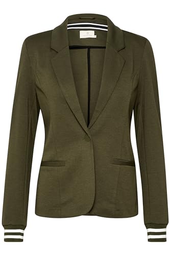KAFFE Blazer Kinnie Damen Blazer Business Langarm Jacke Spotlich Elegant M, Forest Night - Chalk Stripe M von KAFFE