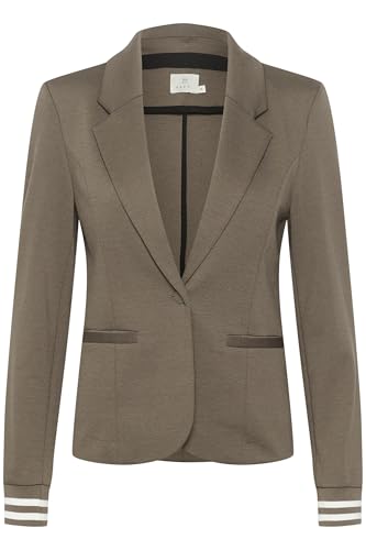 KAFFE Blazer Kinnie Damen Blazer Business Langarm Jacke Spotlich Elegant XXL, Major Brown/Chalk Stripe XXL von KAFFE