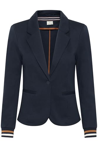 KAFFE Blazer Kinnie Damen Blazer Business Langarm Jacke Spotlich Elegant M, Midnight Marine-Sierra/Chalk M von KAFFE