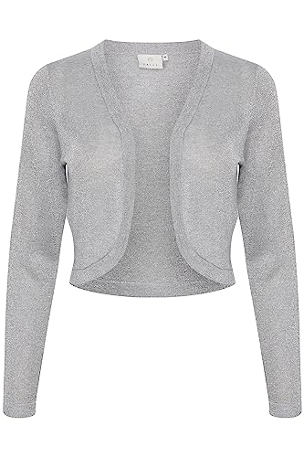 KAFFE Bolero KAankra Damen Bolero Festlich Jäckchen mit Langarm Kurze Strickjacke Grey Mel. w. Silver Lurex L von KAFFE