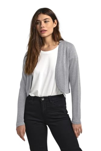 KAFFE Bolero KAankra Damen Bolero Festlich Jäckchen mit Langarm Kurze Strickjacke S, Grey Mel. w. Silver Lurex von KAFFE