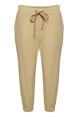 KAFFE Caprihose Naya Caprihose Damen Sommer Casual 3/4 Sommerhose High Waist Capri Hose Mit Kordelzug Classic Sand 38 von KAFFE