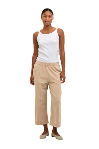 KAFFE Casual Hose KAnaya Damen Casual Hose Culotte Weites Bein Hohe Taille Capri Damenhose Classic Sand 36 von KAFFE