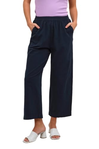 KAFFE Casual Hose KAnaya Damen Casual Hose Culotte Weites Bein Hohe Taille Capri Damenhose Midnight Marine 34 von KAFFE