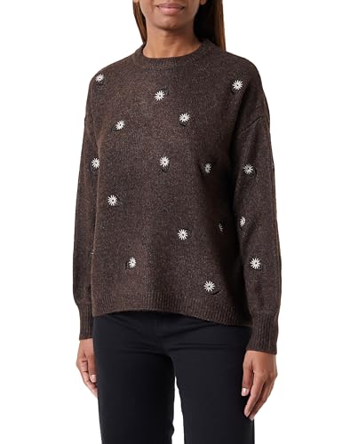KAFFE Damen, Bestickt, 3/4-Länge, Rundhalsausschnitt, lässige Passform Pullover, Java Melange, Medium KAFFE Damen, Bestickt, 3/4-Länge, Rundhalsausschnitt, lässige Passform Pullover, Java Melange, Medium von KAFFE