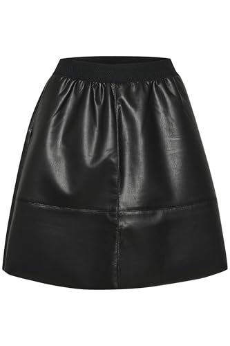 KAFFE Damen, Kunstleder, A-Länge, elastische Taille, A-Linie Skirt, Black Deep, 38 von KAFFE