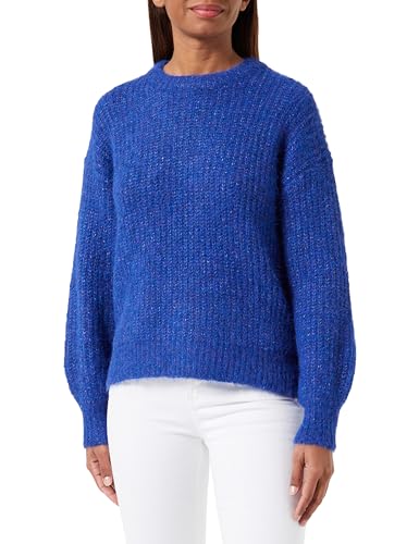 KAFFE Damen, Rundhalsausschnitt, entspannte Passform, Lange Ärmel, Fuzzy Rib Knit Pullover, Clematis Blue Melange, Large von KAFFE