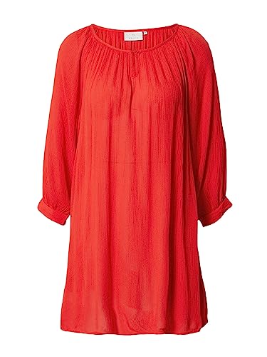 KAFFE Damen 3/4 Ärmel, Regular Fit Amber Tunic Shirt, Feuerrot, XS von KAFFE