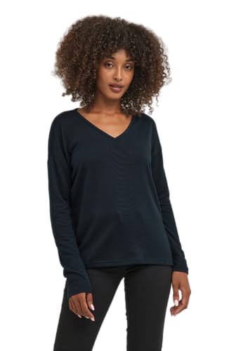 KAFFE Langarm-Bluse KAsiane Damen Basic Bluse mit V-Ausschnitt und Langen Ärmeln Leichter Pullover Midnight Marine XS von KAFFE