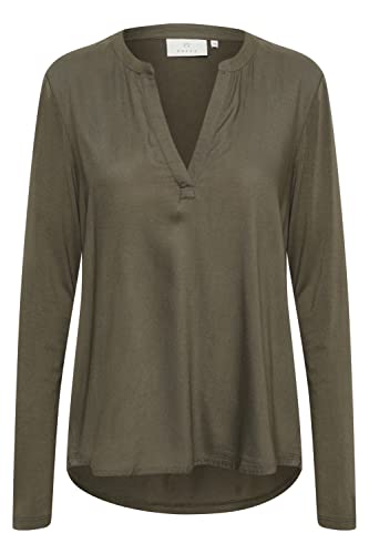 KAFFE Langarm-Bluse Kacalina Damen Bluse Langarm Casual Basic Shirt V-Ausschnitt Grape Leaf 38 von KAFFE