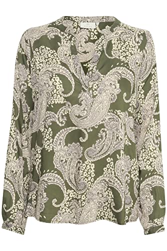 KAFFE Top Paisley Damen Bluse Paisley V-Ausschnitt Shirt Blumen Langarm Grape Leaf Paisley Print 38 von KAFFE