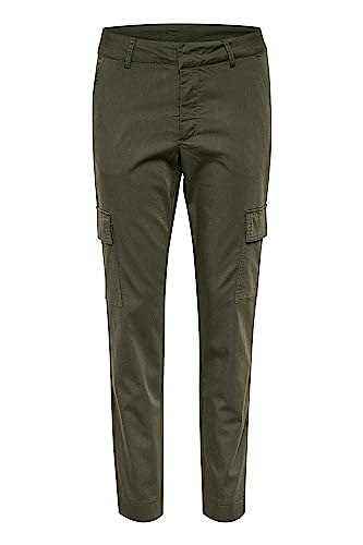 KAFFE Damen Cargo Slim Fit Cropped Length Zipper Fastening Pockets Pants, Forest Night, 36 von KAFFE