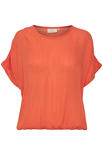 KAFFE Damen Damenbluse, Kurze Ärmel, Loose Passform, Kaamber Stanley Bluse, Vermillion Orange, 36 von KAFFE