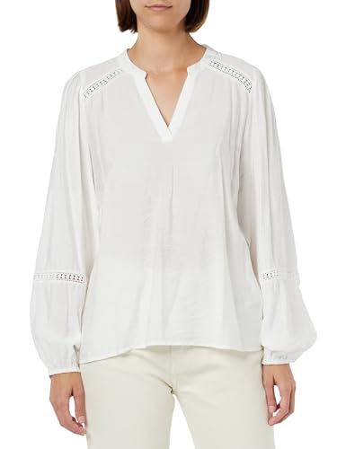 KAFFE Damen Damenbluse, V-Ausschnitt, Lange Ärmel, entspannte Passform, Spitze, Ribbon Details Bluse, Chalk, 38 KAFFE Damen Damenbluse, V-Ausschnitt, Lange Ärmel, entspannte Passform, Spitze, Ribbon Details Bluse, Chalk, 38 von KAFFE