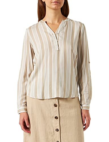 KAFFE Damen Damenbluse, langärmlig, Regular Fit Kahana Bluse, Chalk/Feather Grey Stripe, 36 von KAFFE