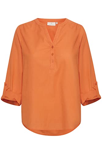 KAFFE Damen Damenbluse, langärmlig, Regular Fit Kamajse Bluse, Vermillion Orange, 36 von KAFFE