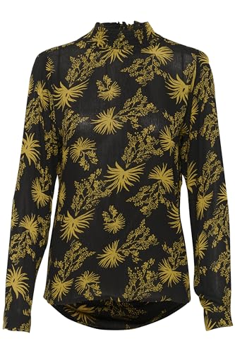 KAFFE Kurzarm-Bluse KAmerle 34, Black/Green Moss 34 von KAFFE