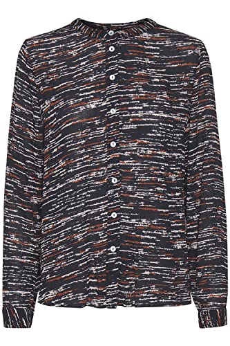 KAFFE Langarm - Hemd KAdaria Damen Hemd Langarm V-Ausschnitt Print Oberteil Black Irregular Lines 38 von KAFFE