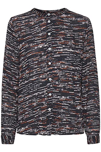 KAFFE Langarm - Hemd KAdaria Damen Hemd Langarm V-Ausschnitt Print Oberteil 40, Black Irregular Lines von KAFFE