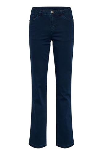 KAFFE Jeans KAvicky Damen Jeans Jeanshose Straight mit Geradem Bein Hose mit Hoher Bund 36, Dark Blue Denim 36 von KAFFE