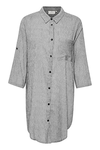 Kaffe Damen KAvivian Shirt Dress 3/4 Blouse, Grape Leaf/Chalk Stripe, 40 von KAFFE