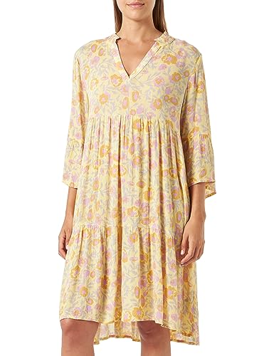 KAFFE Damen Kaisolde Amber Dress Kleid, Gelb/Lupine/Feather Flower, 36 von KAFFE