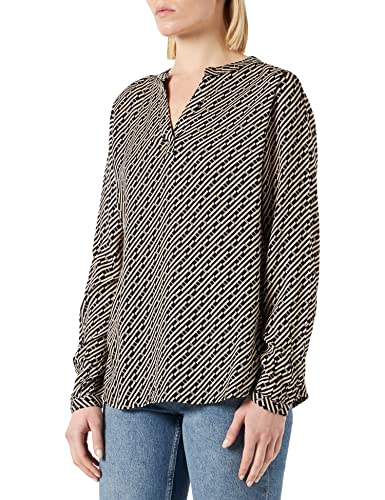 KAFFE Damen Kakenny Tilly Bluse, Black/Sand Letter Print, 36 von KAFFE