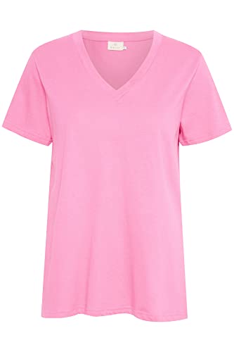 KAFFE Damen Kamarin V-Neck T-Shirt, Pink Frosting, Small von KAFFE