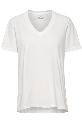 KAFFE Damen Kamarin V-Neck T-Shirt, Weiß (Optical White), M von KAFFE